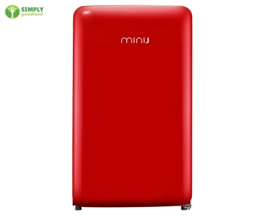 Tủ lạnh Minij Retro màu xanh mint, kiểu dáng vintage, cạnh tủ lạnh SMEG.